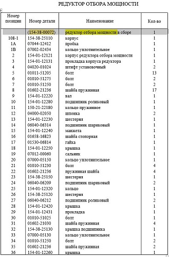Механизм отбора мощности 154-38-00072 Механизм отбора мощности 154-38-00072