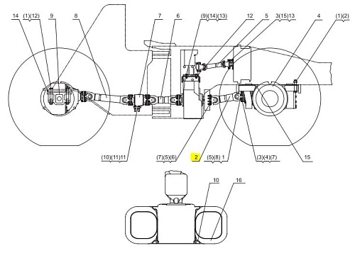Кардан задний DG966-04002 (L=540,5 mm) Кардан задний DG966-04002 (L=540,5 mm)